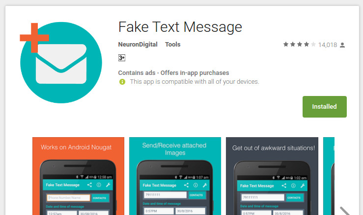 You can use this app to send a fake SMS from any number to yourself.