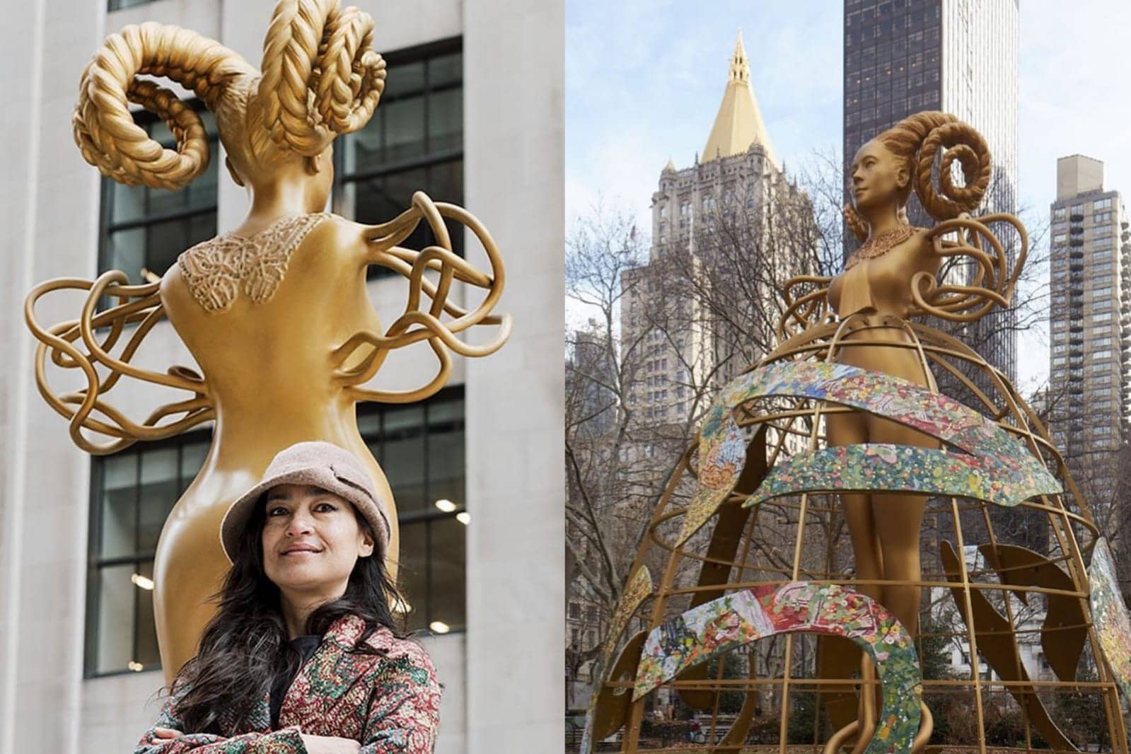 Statue made by Pakistani-American visual artist installed outside US court