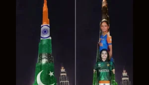 Burj Khalifa Glows In Pak India Team Colors As Arch Rivals Lock Horns In T20 World Cup Today