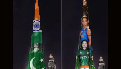 Burj Khalifa Glows In Pak India Team Colors As Arch Rivals Lock Horns In T20 World Cup Today