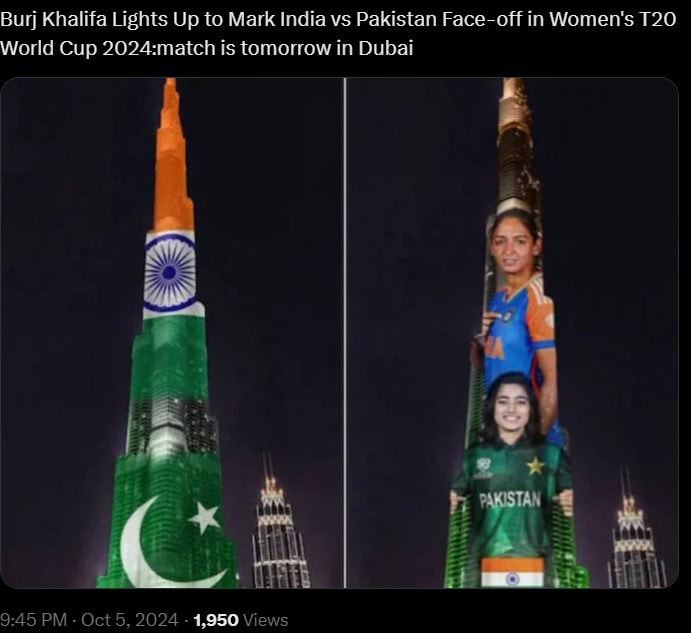 Burj Khalifa Glows In Pak India Team Colors As Arch Rivals Lock Horns In T20 World Cup Today 