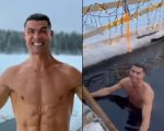 Cristiano Ronaldo Braves Freezing Pool Challenge With Son In Finland Video Goes Viral