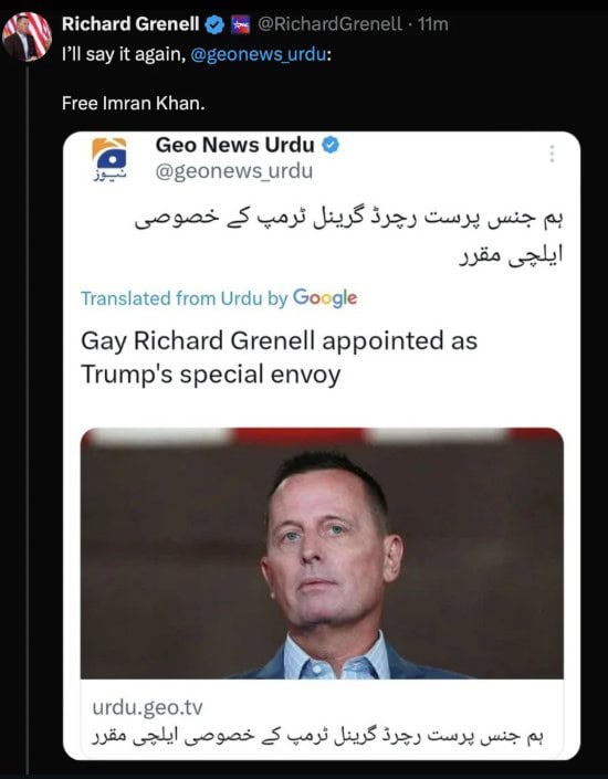 Richard Grenell Trumps Foreign Policy Aide Pushes For Imran Khans Release In Viral Post 