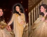 Mahira Khan Radiates Elegance In Indian Designer Manish Malhotras Golden Lehenga