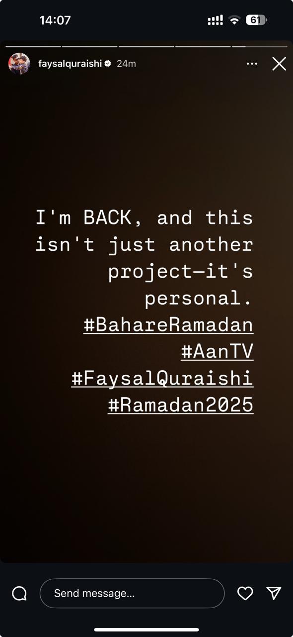 Faysal Qureshi Announces His Epic Return Im Back And This Isnt Just Another Project Its Personal With Aan Tv For Ramadan 2025 