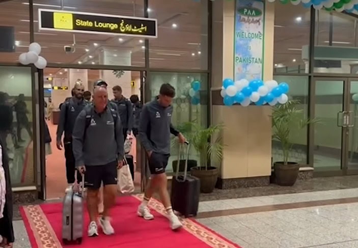 New Zealand Team Arrives In Lahore For Tri Nation Series Champions Trophy