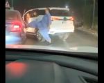 Power Ka Nasha Alleged Govt Officer Spotted Abusing Kicking Car In Viral Road Rage Video