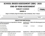 Sba Final Term 2025 Class 8 Exams Science Papers And Keys