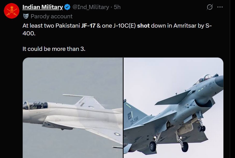 Fake News Alert No Pakistani Jf 17s Or J 10c Downed By India Near Amritsar 