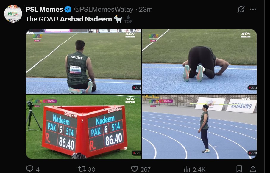 King Of Javelin Pakistanis Shower Praise On Arshad Nadeem For Winning Asian Athletics Gold 