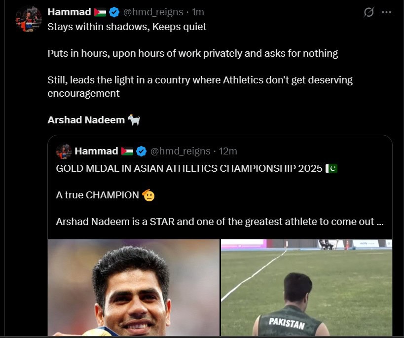 King Of Javelin Pakistanis Shower Praise On Arshad Nadeem For Winning Asian Athletics Gold 