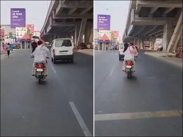 Woman Beats Husband With Slipper On Moving Bike Video Goes Viral