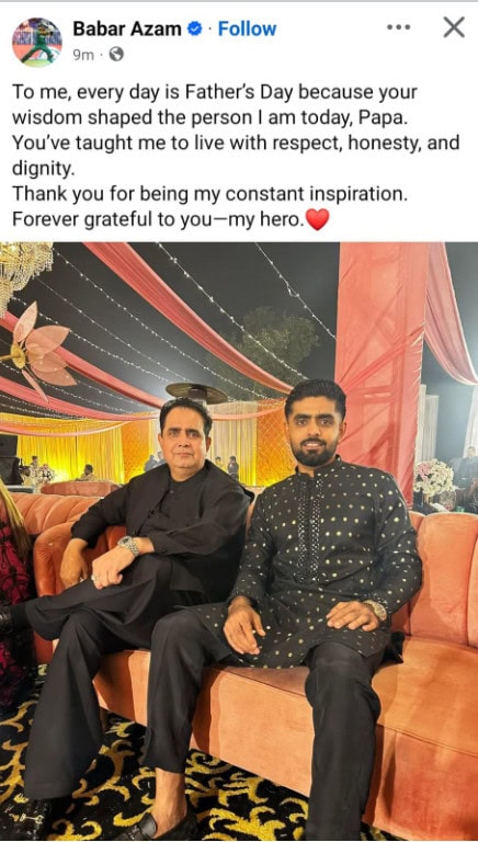 Babar Azam Pays Heartfelt Tribute To His Father On Fathers Day 