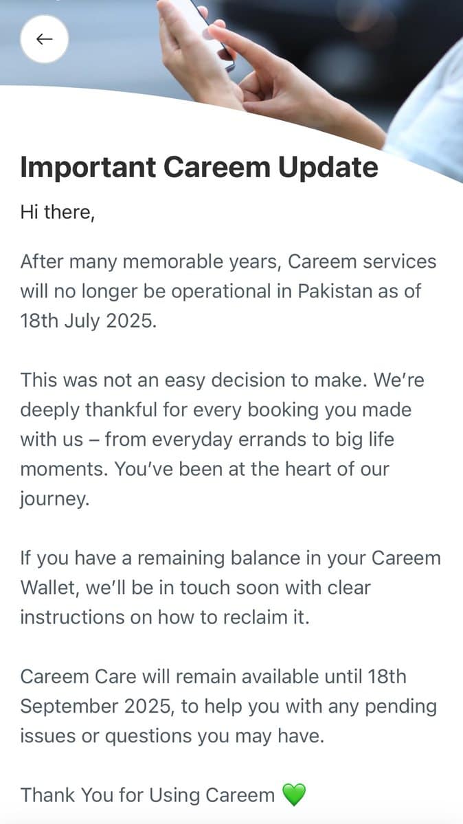 Careem Suspends Ride Hailing Service In Pakistan 