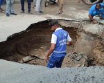 Sinkhole Appears On Lahores Model Town Link Road After First Monsoon Rain
