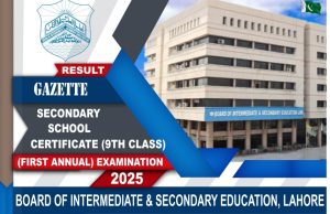 Bise Lahore 9th Class Result Gazette 2025 Download Pdf