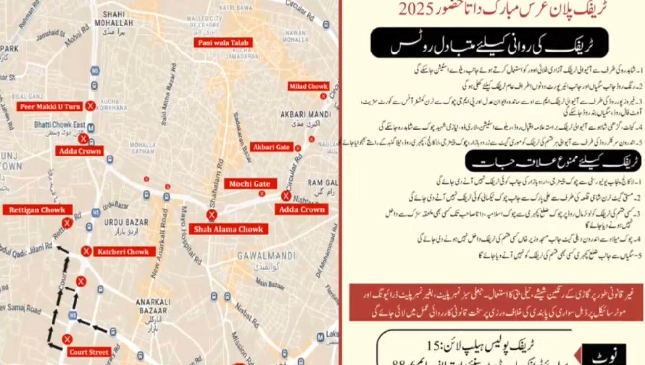 Lahore Chehlum Urs Routes Unveiled To Ensure Smooth Traffic And Security 