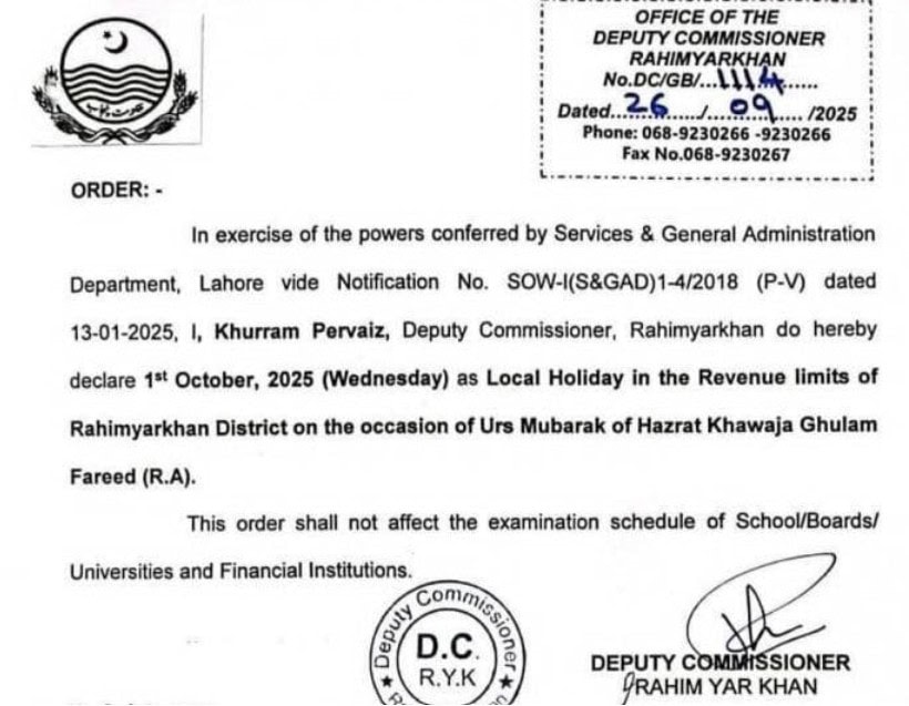 October 1 Declared Holiday For Annual Urs Check Notification 