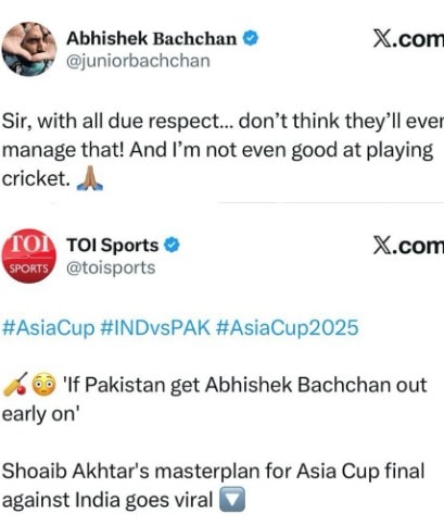 Shoaib Akhtars Tongue Twist Ahead Of Asia Cup Final Puts Abhishek Bachchan In Indian Squad 