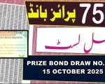 750 Prize Bond October Draw 2025 Prize Winners List