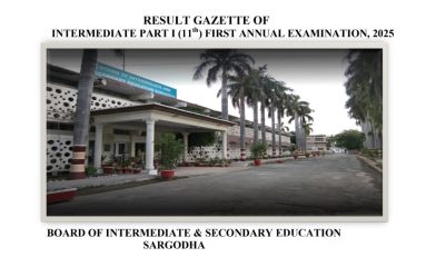 Bise Sargodha Inter Part 1 Class 11 Gazette 2025 Download Pdf