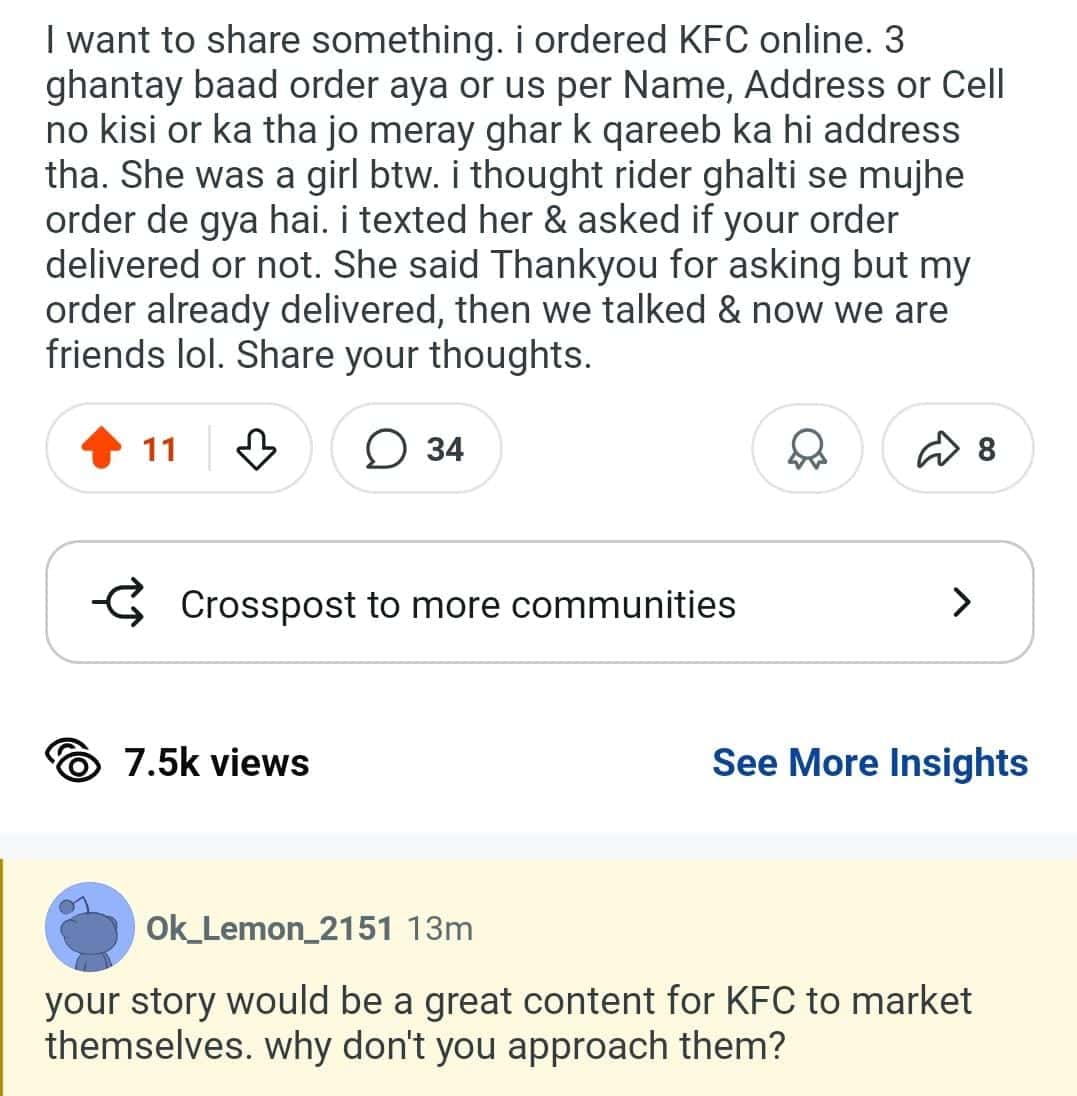 Kfc Delivery Mix Up Leads To Unexpected Friendship Sparks Online Reactions 