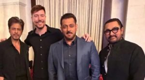 Mrbeast Sparks Frenzy As He Poses With Bollywoods Three Khans In Riyadh