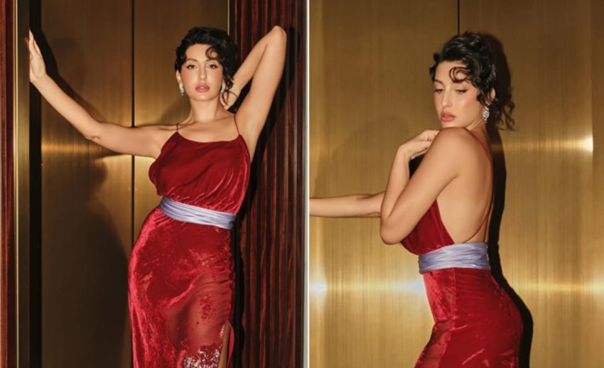 Nora Fatehi Raises Temperature In In Red Hot Dress See Viral Pictures
