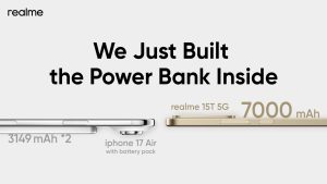 Realme Unveils 15t Compact Flagship Featuring Sleek Design And 7000mah Titan Battery