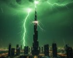 Lightning Strikes Burj Khalifa In Rare Green Sky Storm Video