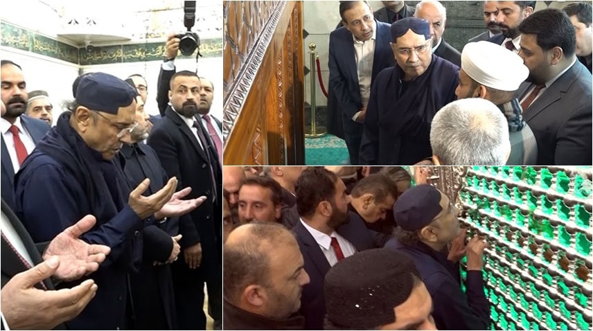President Zardari visits Hazrat Sheikh Abdul Qadir Jilani shrine during Iraq visit