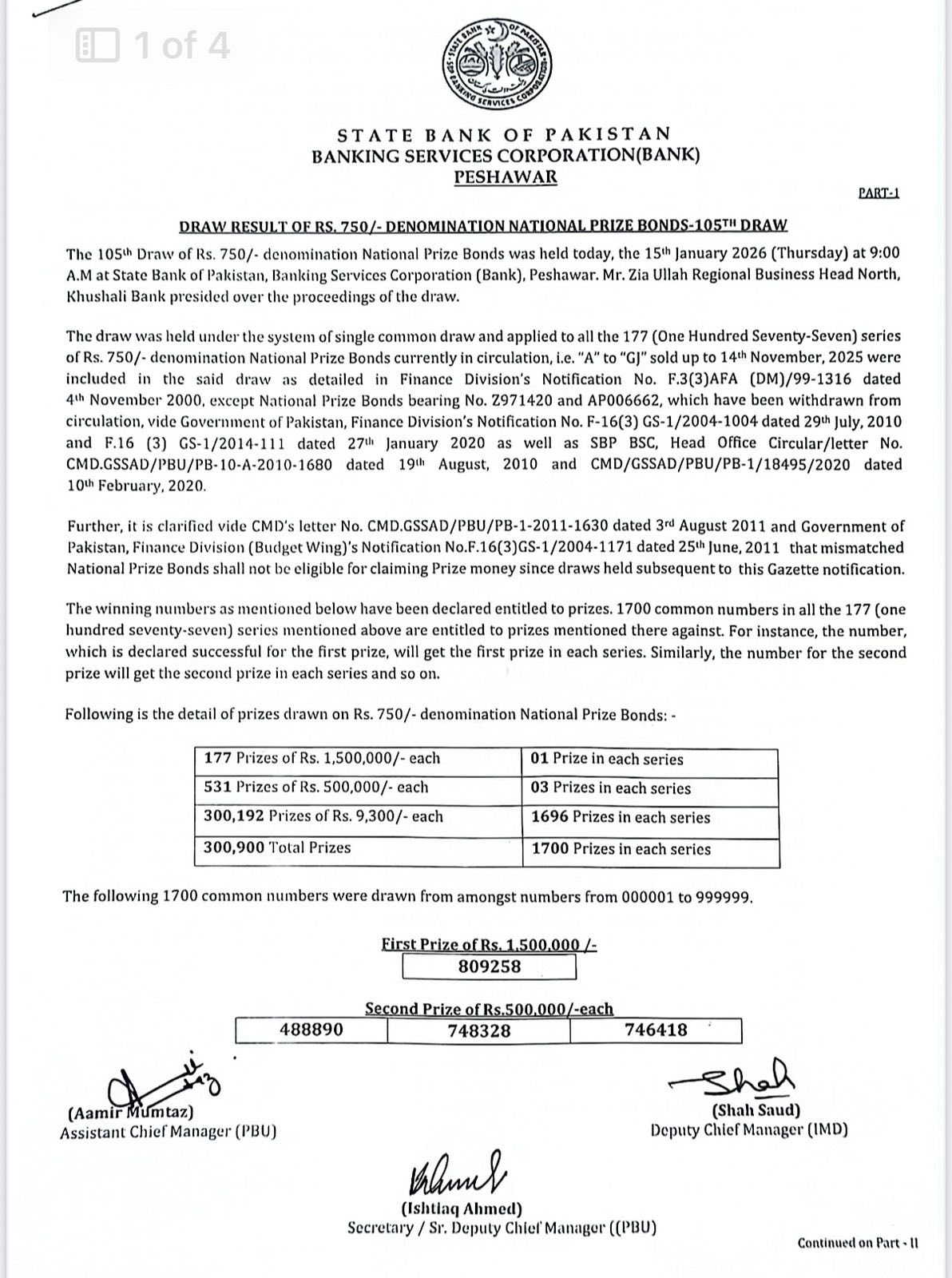 750 Prize Bond 15 January 2026 Full Winners List 