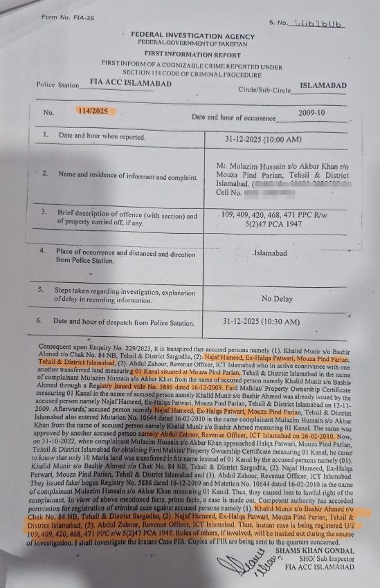 Faiz Hameeds Brother Najaf Booked In Land Forgery Scandal 