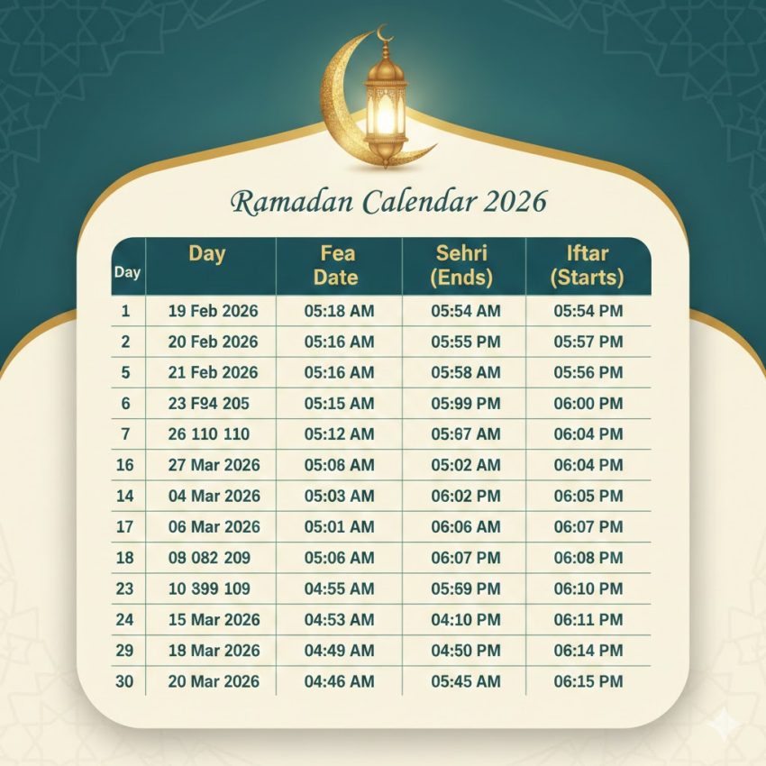 Ramadan 2026 Calendar Check Sehr Iftar Timings For Pakistan 