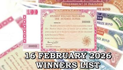 100 Prize Bond 16 February 2026 Draw Results Check Winners