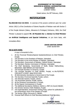 Ali Mustafa Dar Appointed Punjab Cms Adviser On Ai And Innovation 