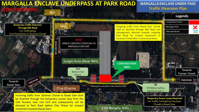 Traffic Update For Islamabad As Margalla Enclave Underpass Construction Causes Diversions 