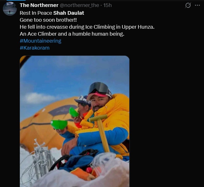 Young Pakistani Mountaineer Shah Daulat Dies In Hunza Ice Climb 