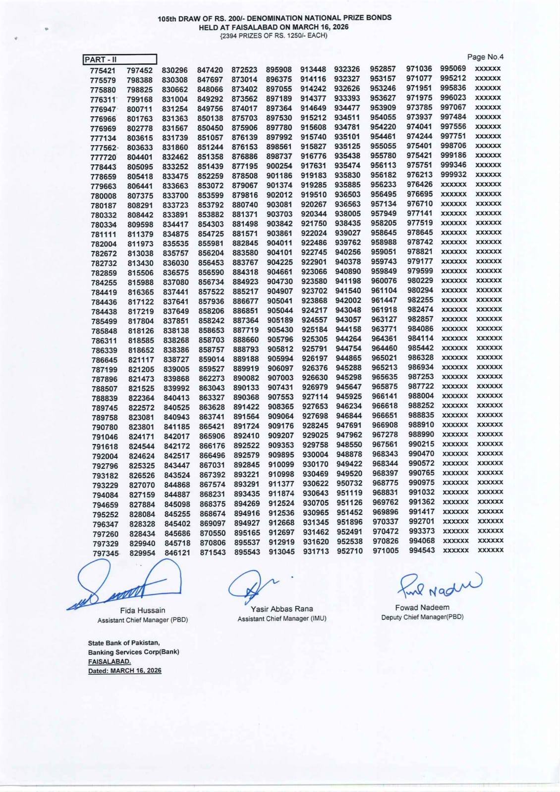200 Prize Bond Draw Winners List March 2026 
