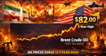 Brent Crude Hits 82 Per Barrel As Global Oil Prices Reach One Year High Amid Iran Us War