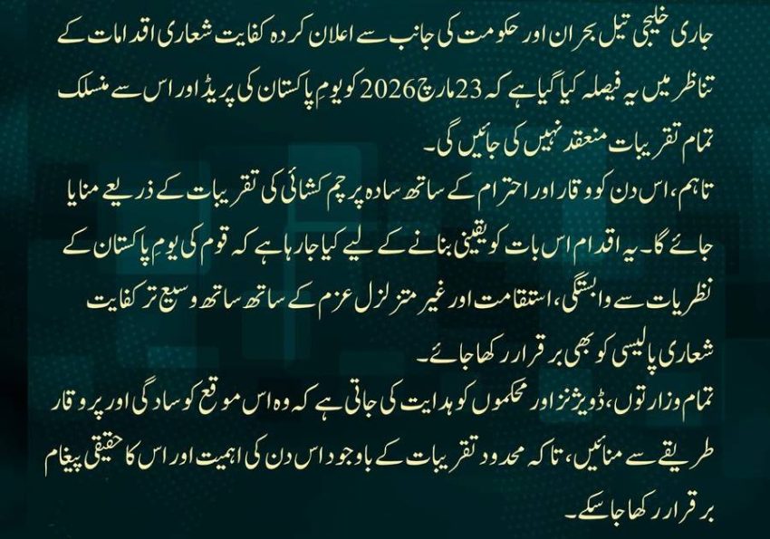 No Pakistan Day Parade This Year Amid Austerity Drive 