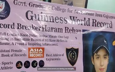 Pakistani Athlete Haram Rehan Breaks Guinness World Record In Knee Strikes