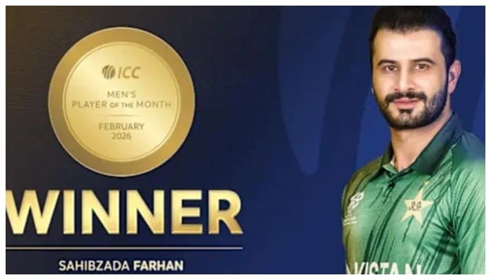 Sahibzada Farhan named ICC Player of the Month after record-breaking performance Sahibzada Farhan named ICC Player of the Month after record-breaking performance