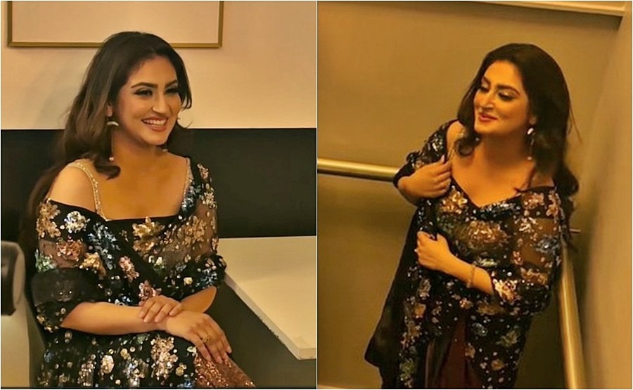 Hiba Bukhari’s Off-Shoulder Saree Glam at UK Event Goes Viral