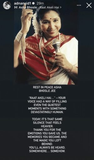 Pakistani Artists Pay Tribute To Asha Bhosle On Her Demise 