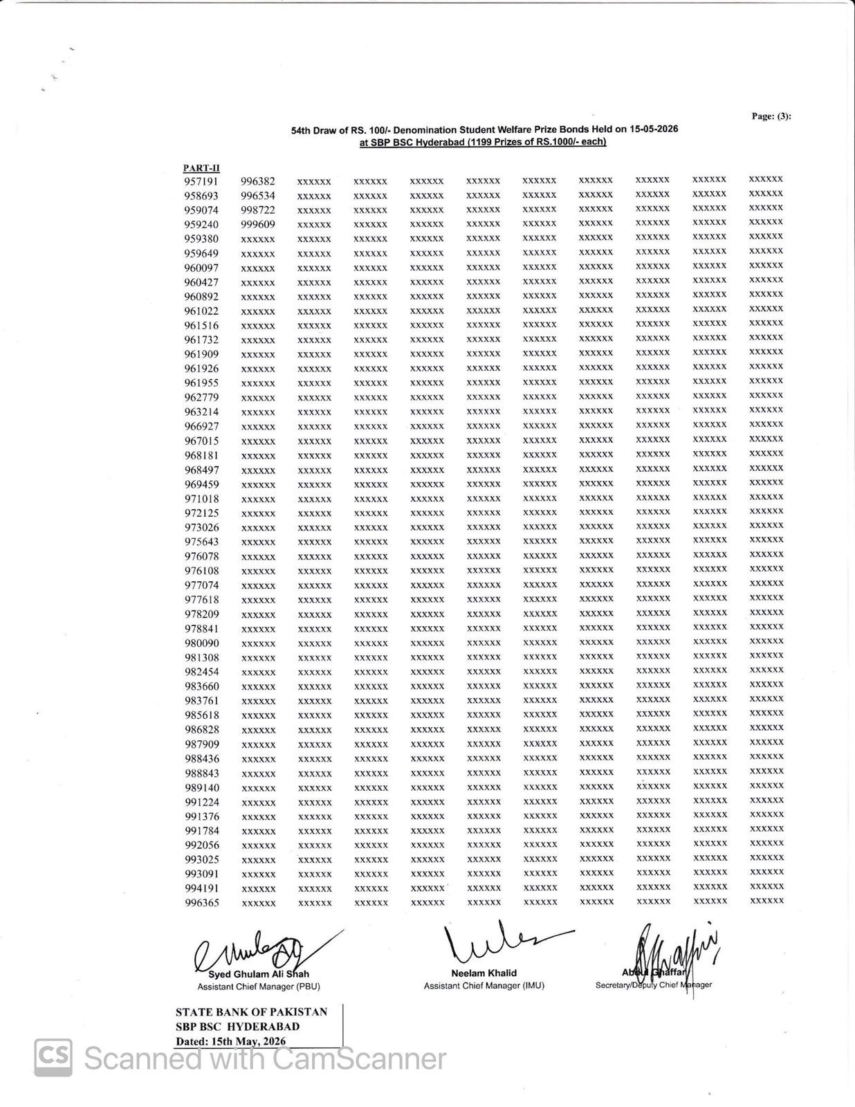100 Prize Bond Draw For May 2026 Winners List Complete Results 