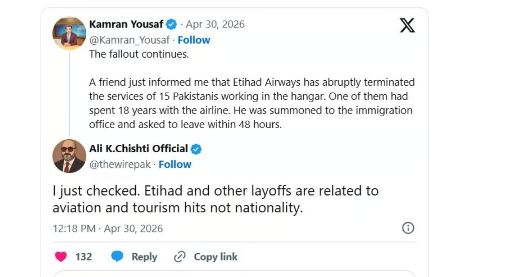 Etihad Airways Targeting Pakistani Workers In Latest Layoffs 