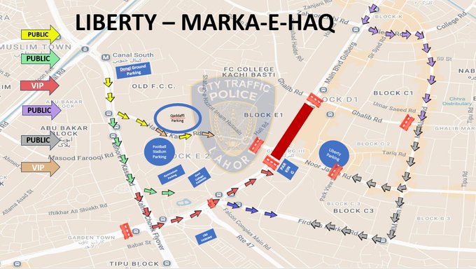 Liberty Chowk Shutdown For Marka E Haq Event Causes Severe Traffic Jam In Gulberg 