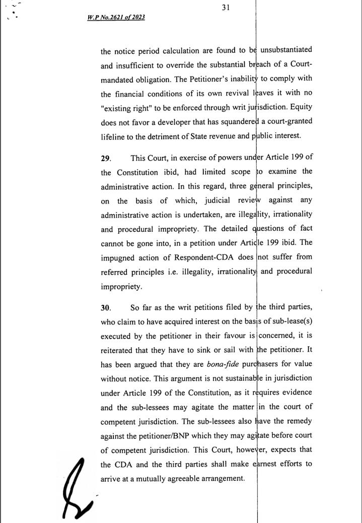 One Constitution Avenue Lease Cancellation Declared Legal By Islamabad High Court 