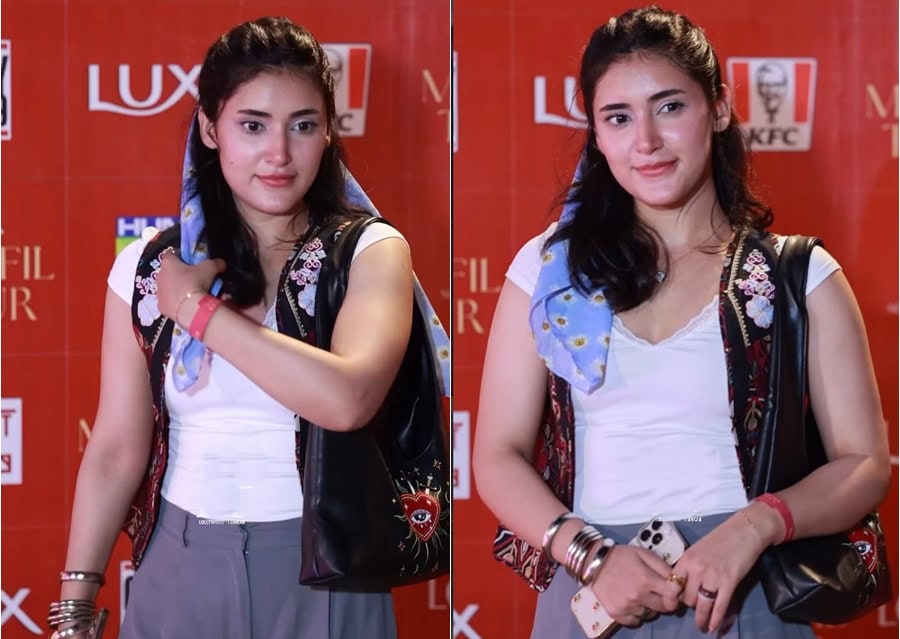 Azhar Hashmi Sahar Hashmi turns heads with Bold Mehfil Tour Look
